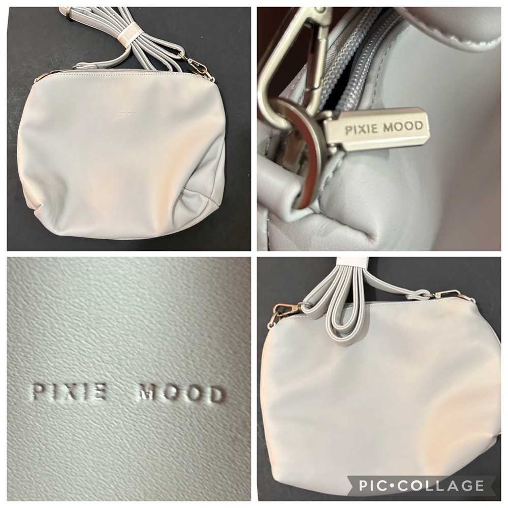 NWOT Pixie Mood Gray Vegan Leather Soft Unstructured Crossbody Bag Cruelty free